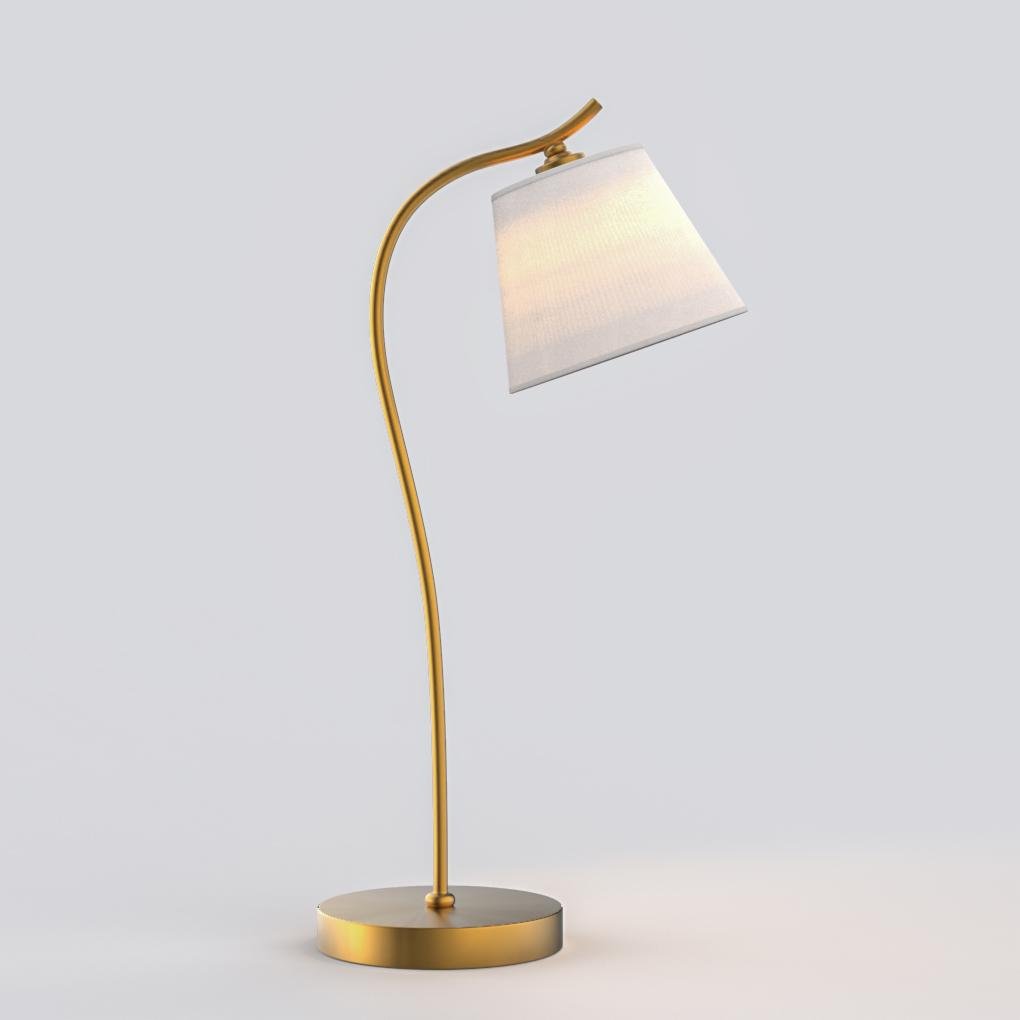 Metal Gooseneck Desk Lamp with Cone Fabric Shade for Home Office