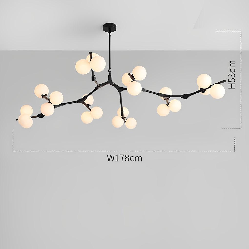 Nordic Style Modern Minimalist Cluster Metal Glass Chandelier – Black & Gold Fixture