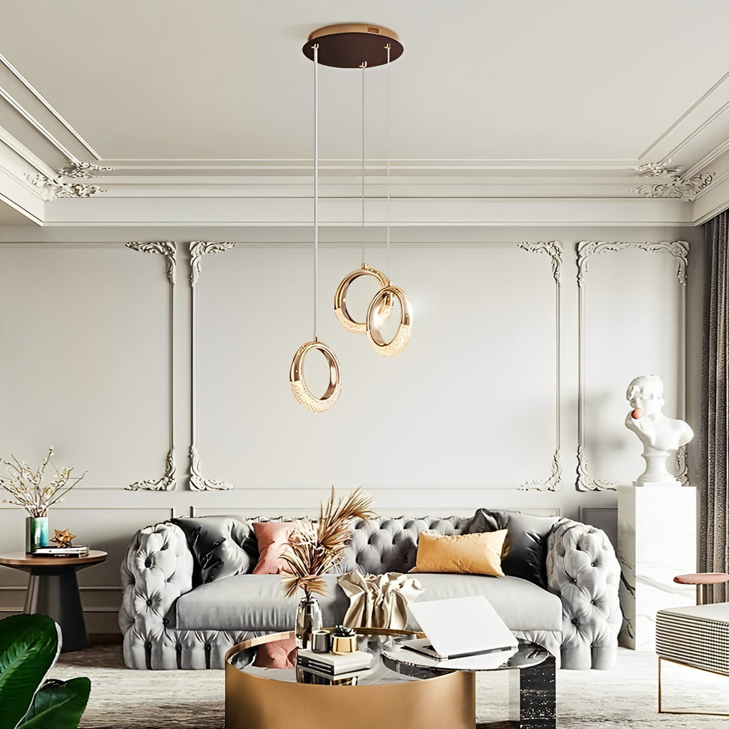Ring Shaped LED Electroplated Metal Modern Pendant Light Hanging Lamp
