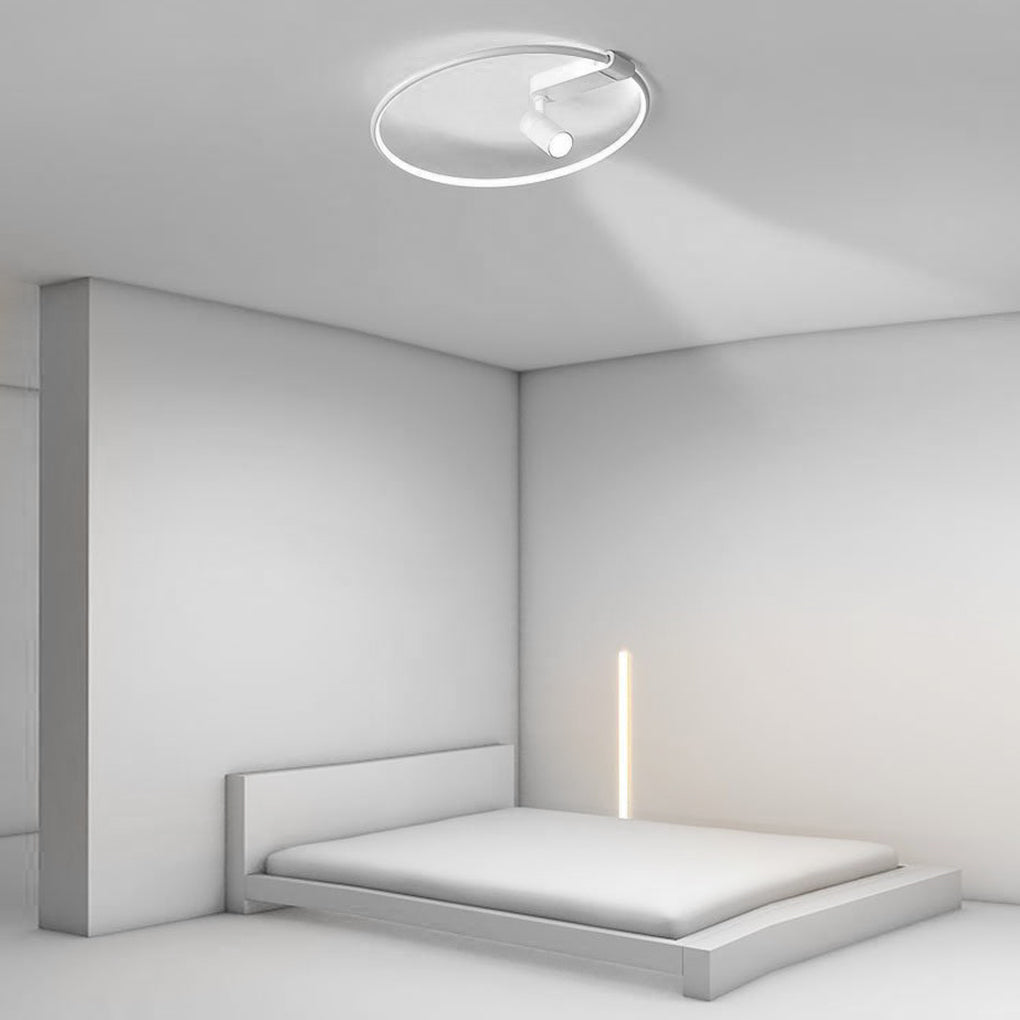 16'' Round Dimmable Adjustable Flush Mount Light with Spotlights Track Lights