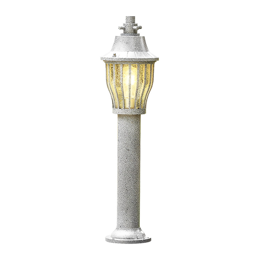 Hardwired Retro Aluminum Pathway Light with Caged Aluminum & PC Lampshade