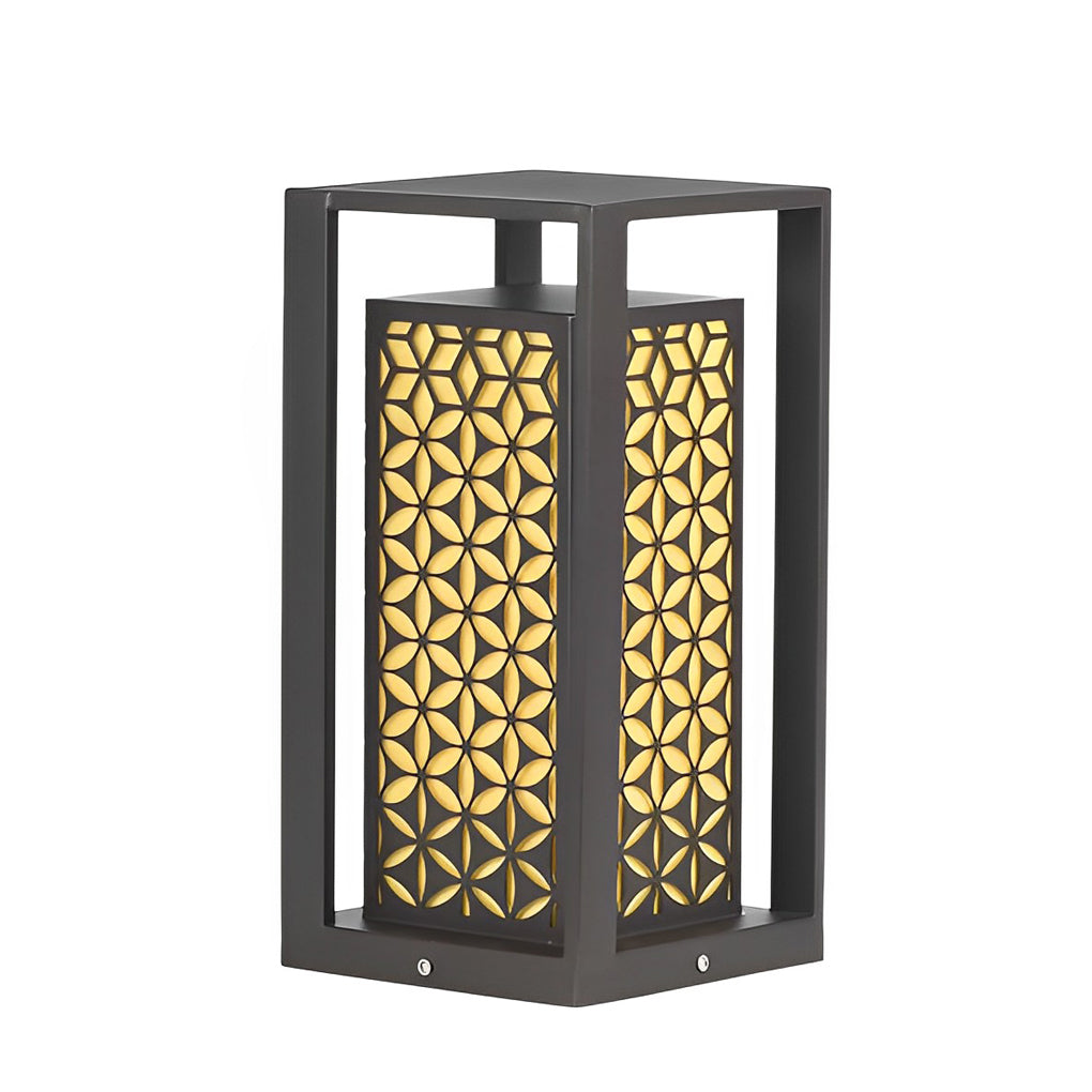 Floral Pattern LED Lawn Lamp Unique Modern Pathway Lights Black
