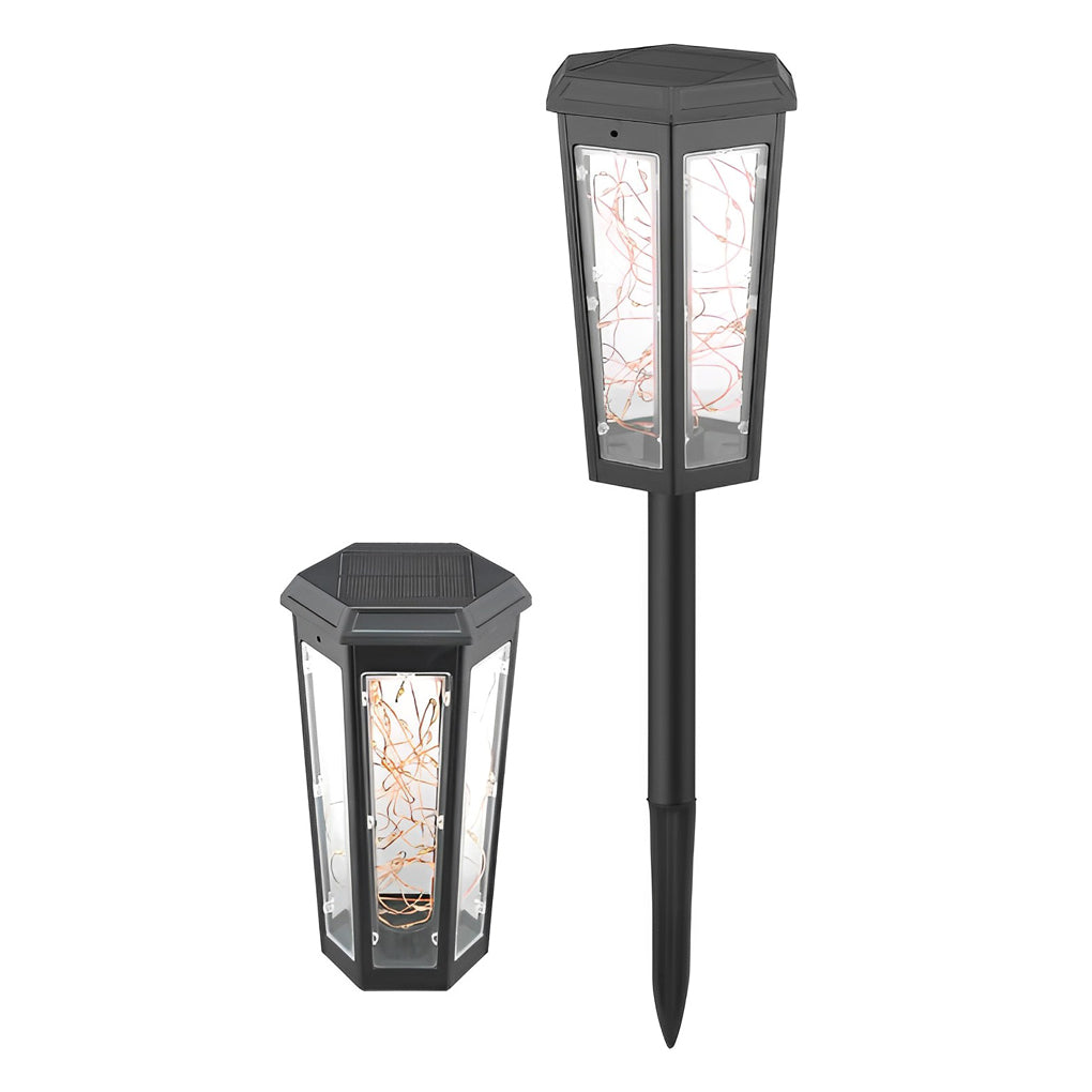 2Pcs Hexagonal LED String Lights Solar Lawn Lights With Motion Sensor