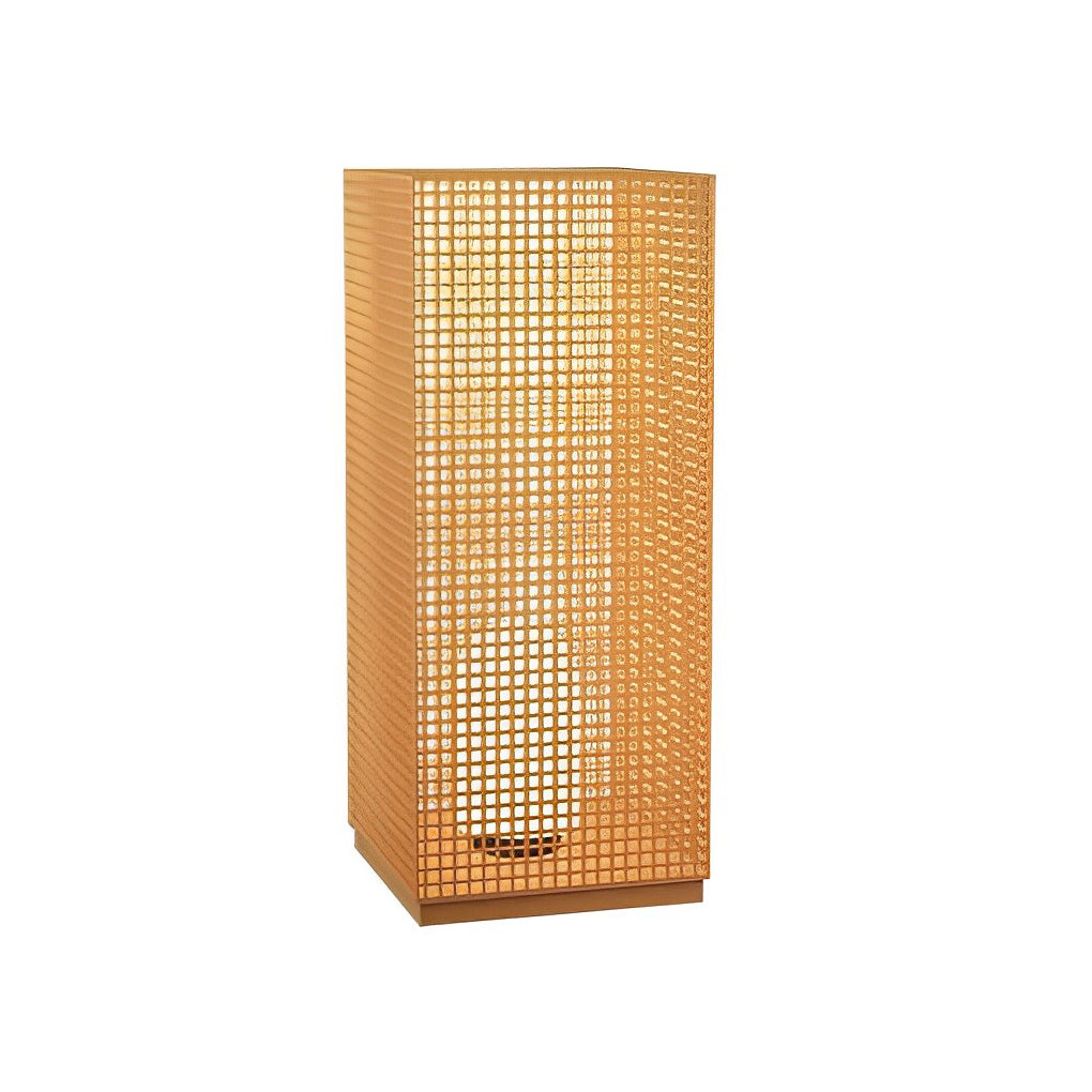 Artistic Gold Cuboid Pathway Bollard Lights with LED Solar or Hardwired Asian-Inspired Design