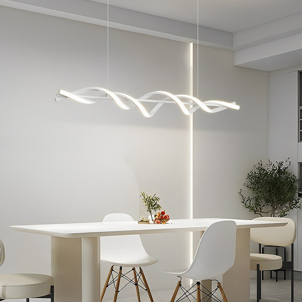 Spiral Pendant Linear Hanging Chandelier White Modern Light