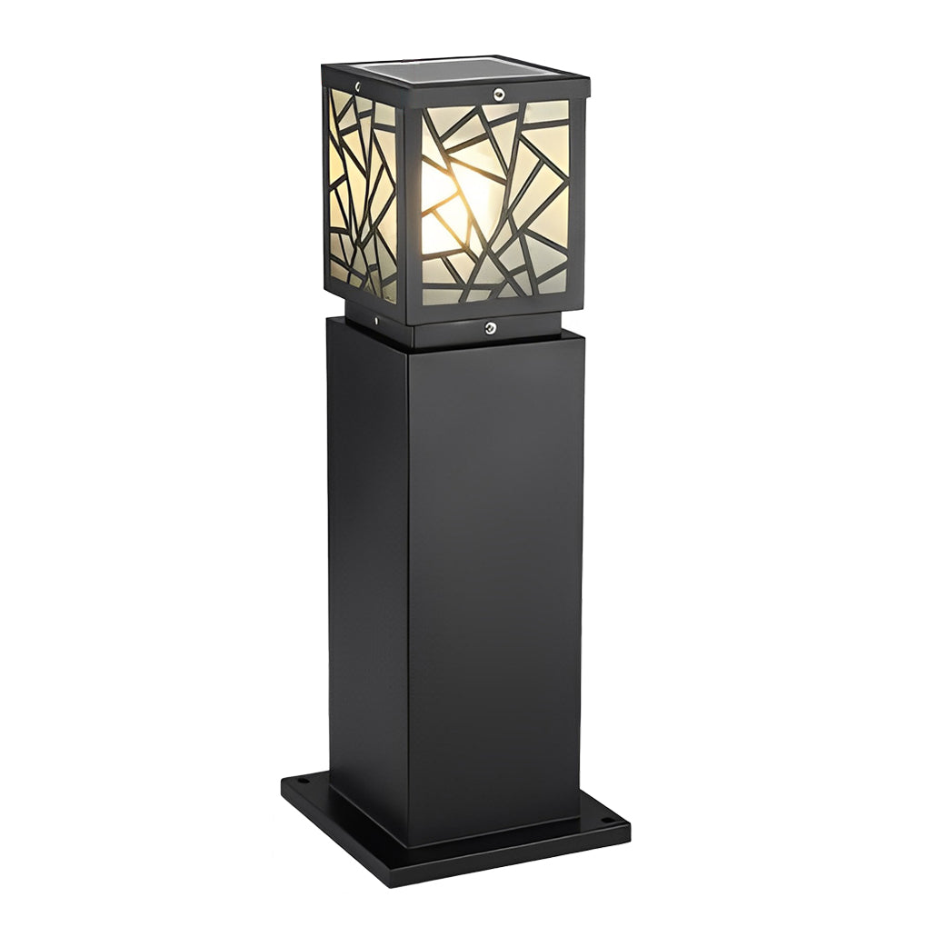 Modern Solar LED Path Lights Black Waterproof Outdoor Lawn Bollard Lights