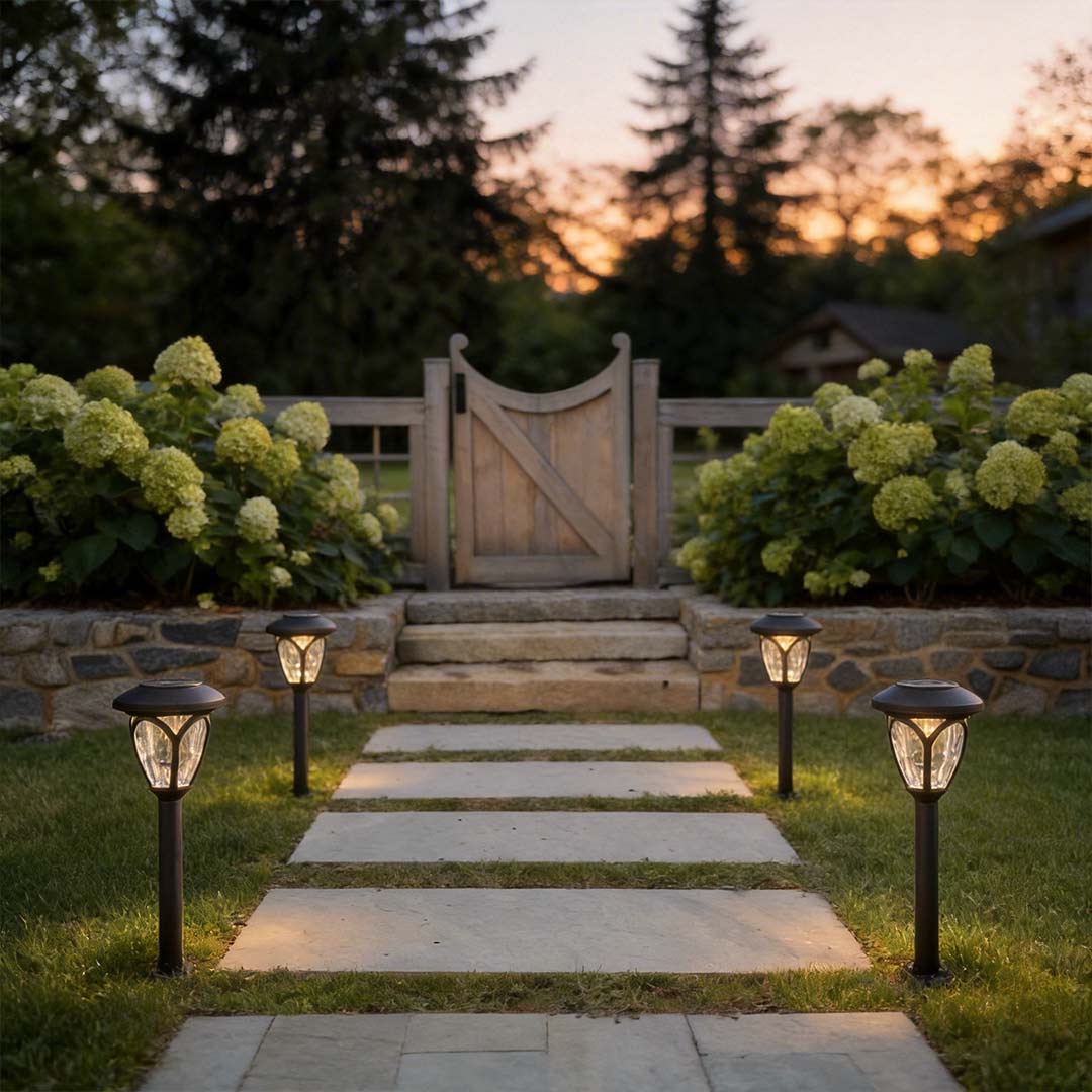 2-PCS Solar Lawn Lights Modern Black Smart LED Lights
