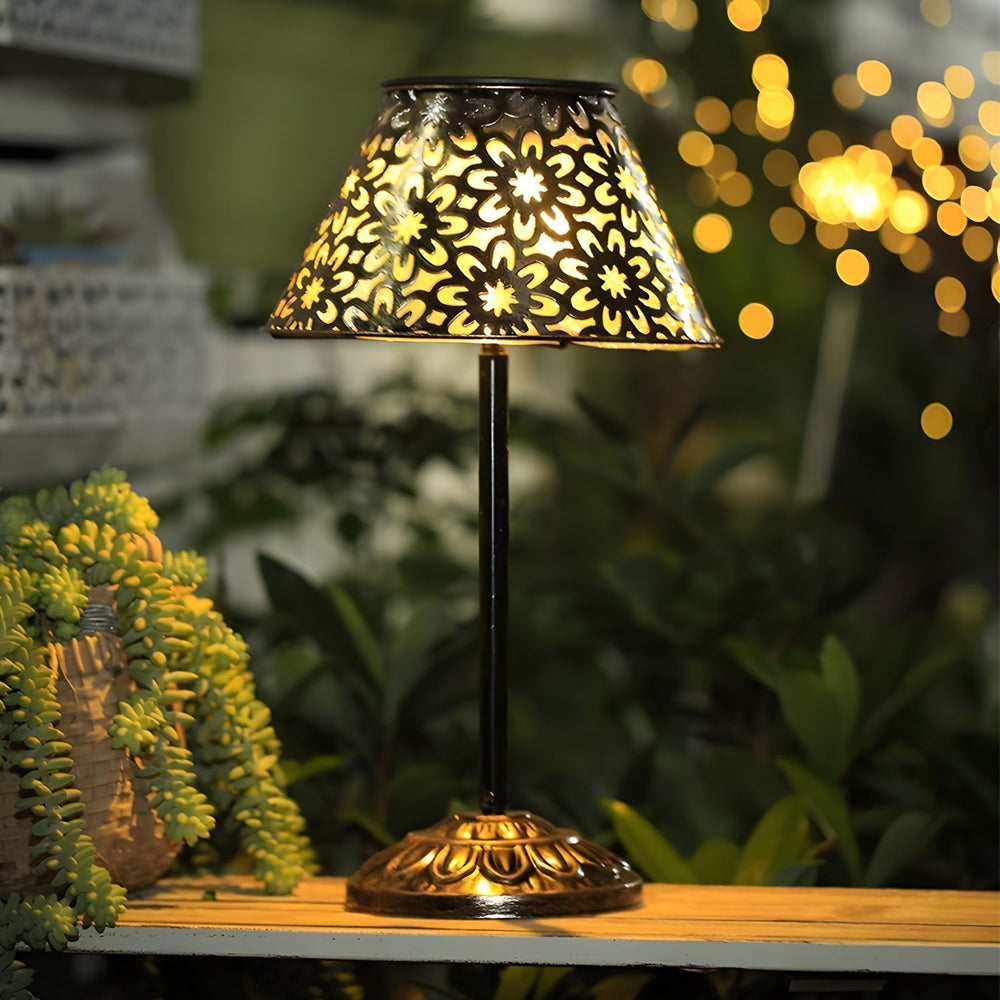 Solar Silver Metal Table Lamp LED Waterproof Outdoor Lamp