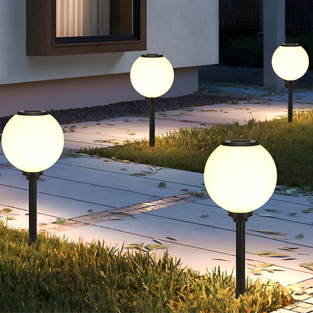 Adjustable Brightness LED Solar Pathway Lights Round Ball Design