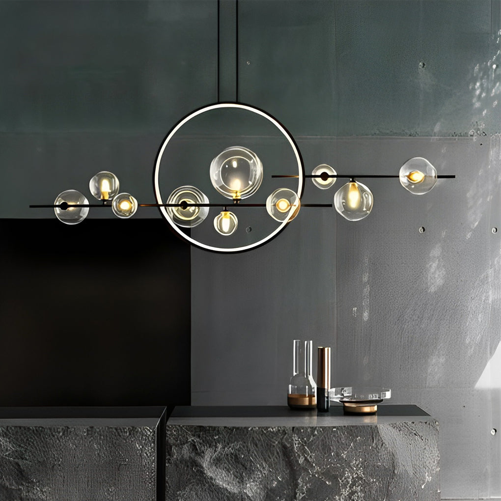Moon Glass Bubbles LED Black Postmodern Dining Room Chandeliers