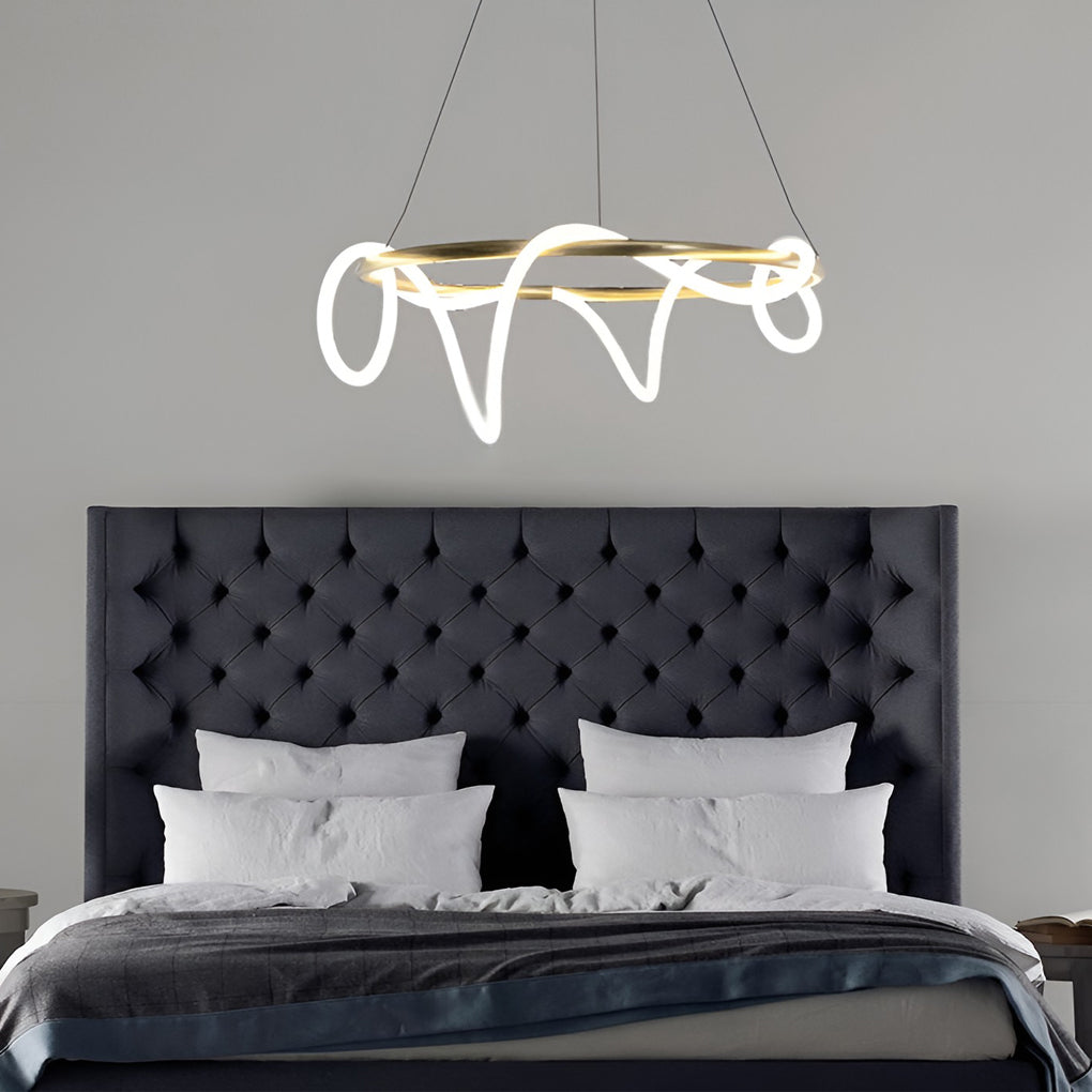 Creative LED Strip Electroplated Metal Modern Chandeliers Ceiling Lights