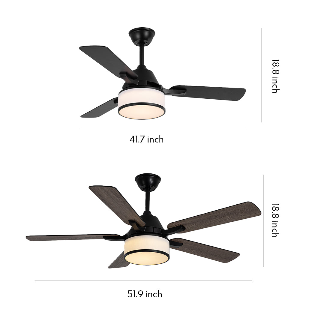 Ceiling Fans with Lights European Retro Fabric Shade Fan Lamp