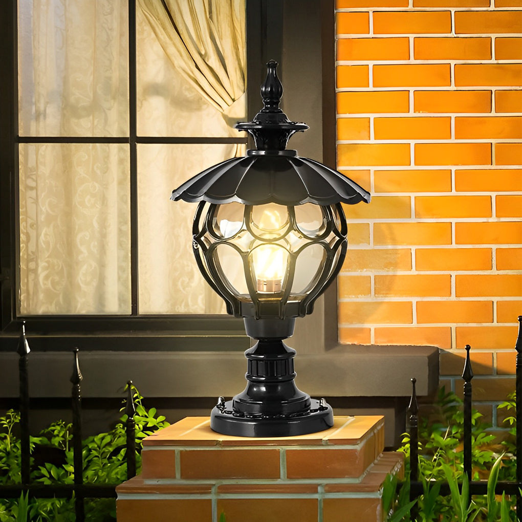 Dusk to Dawn Pillar Lights European Floral Globe Glass Light