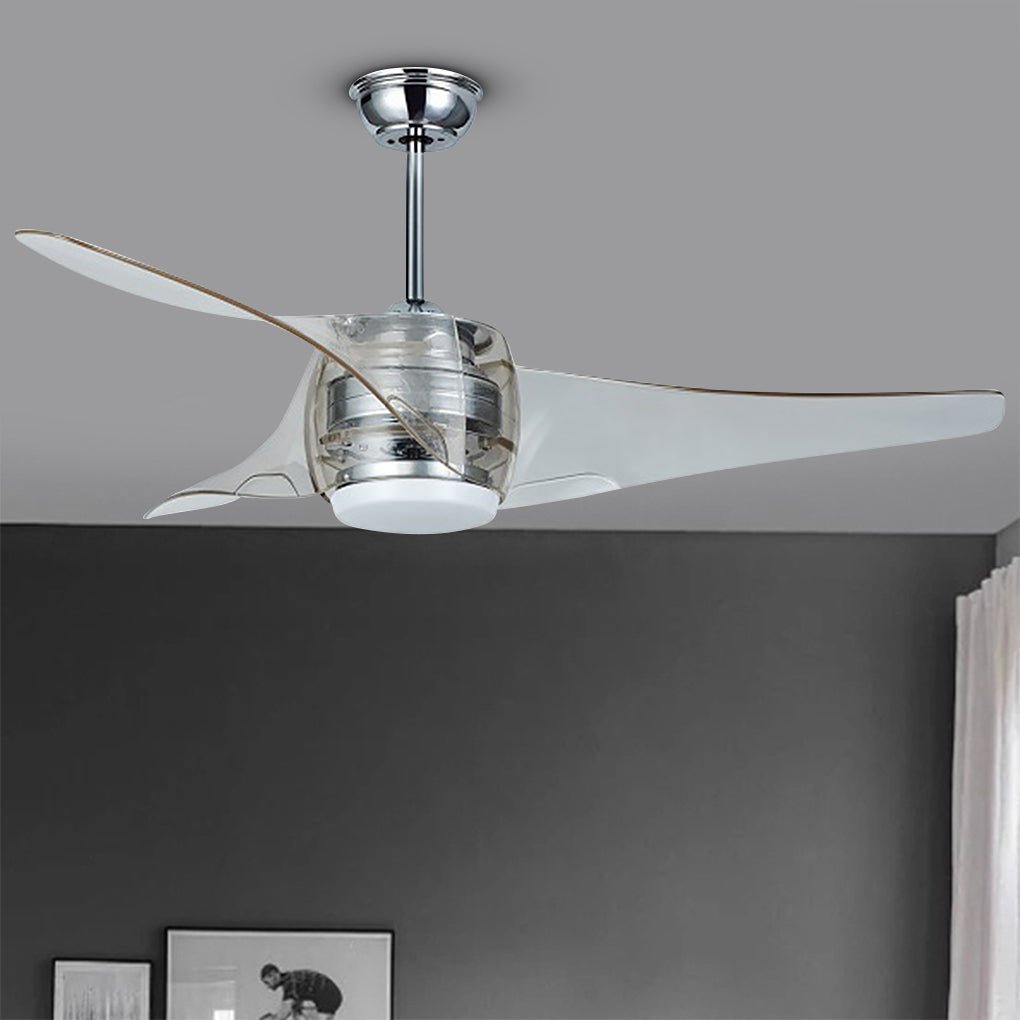 52 Inches Minimalist LED Single Lamp Remote Control Integrated Ceiling Fan Chandelier