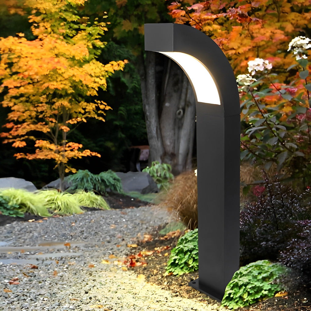 Curved LED Landscape Lighting Minimalist Black Outdoor Path Lighting