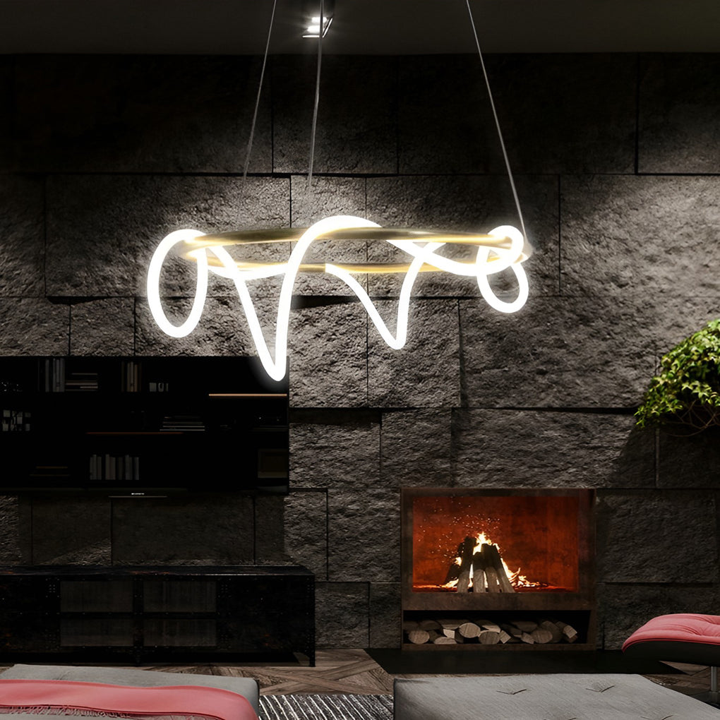 Creative LED Strip Electroplated Metal Modern Chandeliers Ceiling Lights