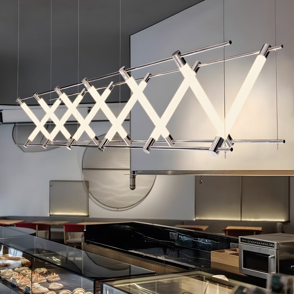 6/12-Light Acrylic Tube Geometric Long Designer LED Island Pendant Light