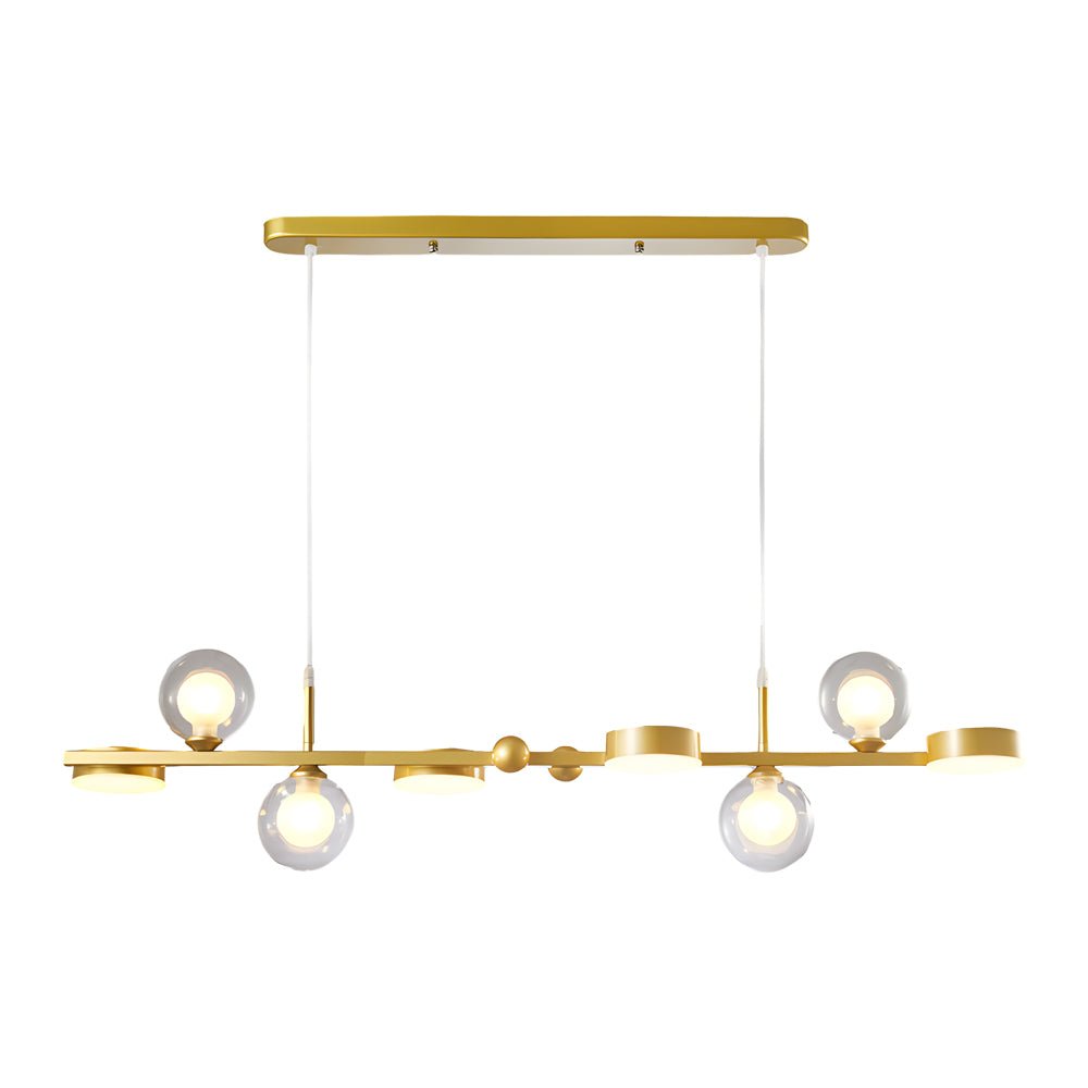 6/8-Light 3step Dimming Glass Ball LED Long Dining Room Chandelier