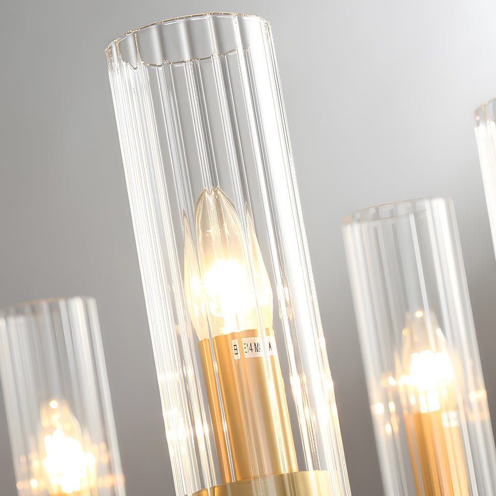 6/8-Light Candlelight Wagon Wheel Chandelier with Glass Shades