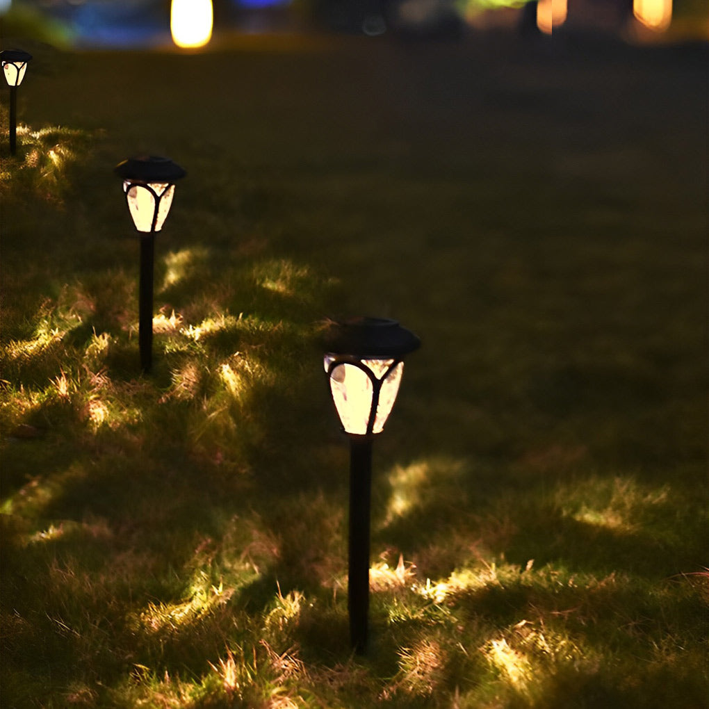 2-PCS Solar Lawn Lights Modern Black Smart LED Lights