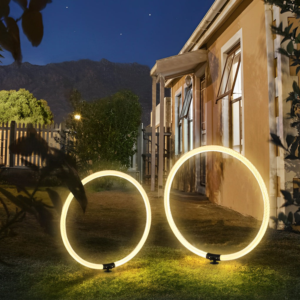 Sleek Ring LED Lawn Lamp Modern Waterproof Landscape Lighting