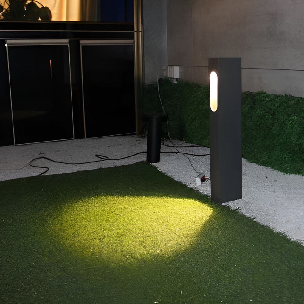 Modern 7W COB LED Pathway Light Black Rectangular Aluminum Outdoor Lawn Light
