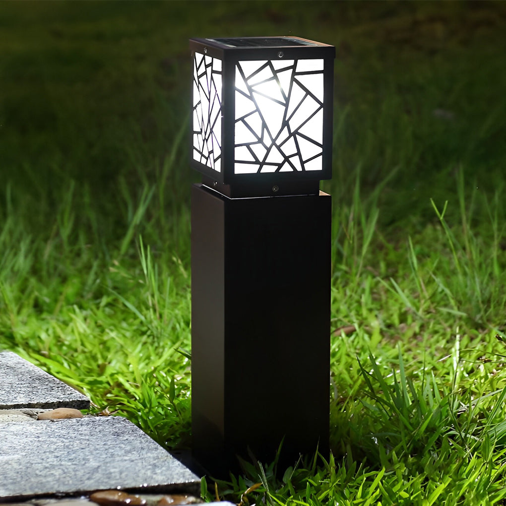 Modern Solar LED Path Lights Black Waterproof Outdoor Lawn Bollard Lights