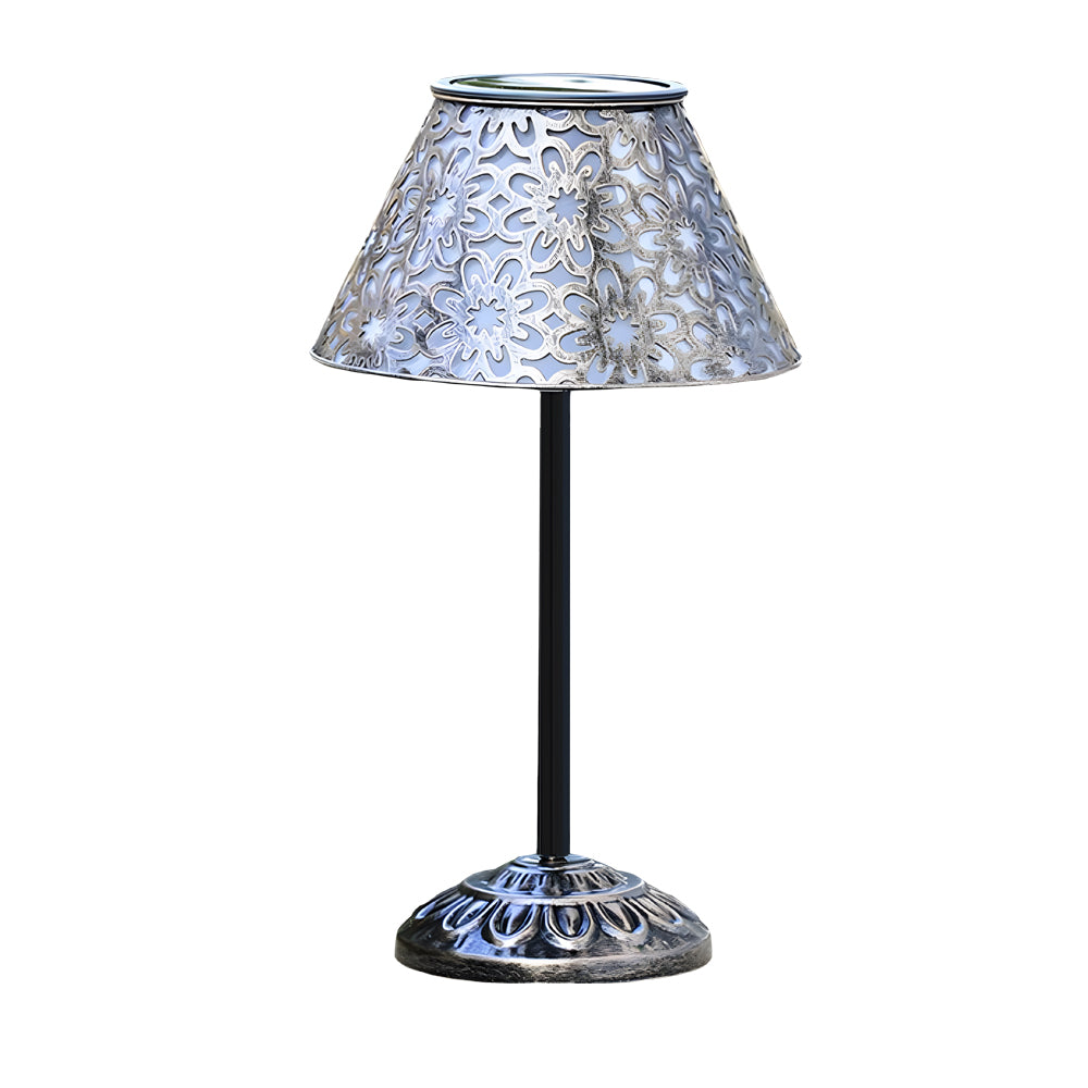 Solar Silver Metal Table Lamp LED Waterproof Outdoor Lamp