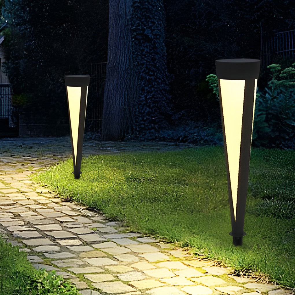 Round Gray Solar Outdoor Light Waterproof LED Lawn Lamp