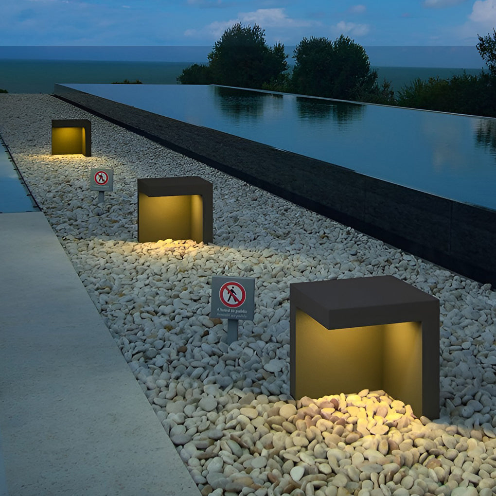 Half-Cut Rectangular Fixture Modern Outdoor Path Light in Gray, LED 4.5W, IP54 Waterproof
