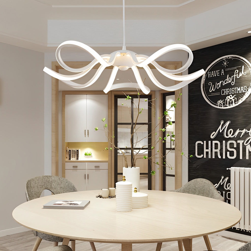 LED Ribbon Chandelier Petal Curve Metal Ceiling Light