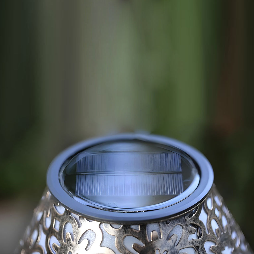 Solar Silver Metal Table Lamp LED Waterproof Outdoor Lamp