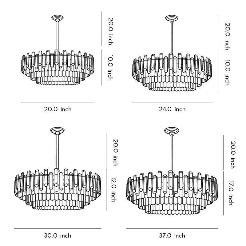 Round Drum Crystal Chandelier Modern Metal Ceiling Light