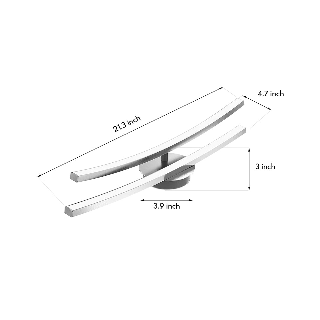 Contemporary Semi Flush Mount Lighting Dual LED Strip Rotating Ceiling Light