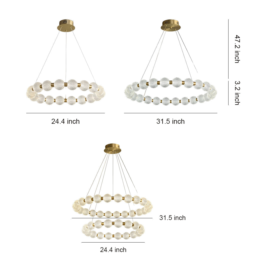 Glass Shade Chandelier Round Minimalist Luxury Island Ceiling Light