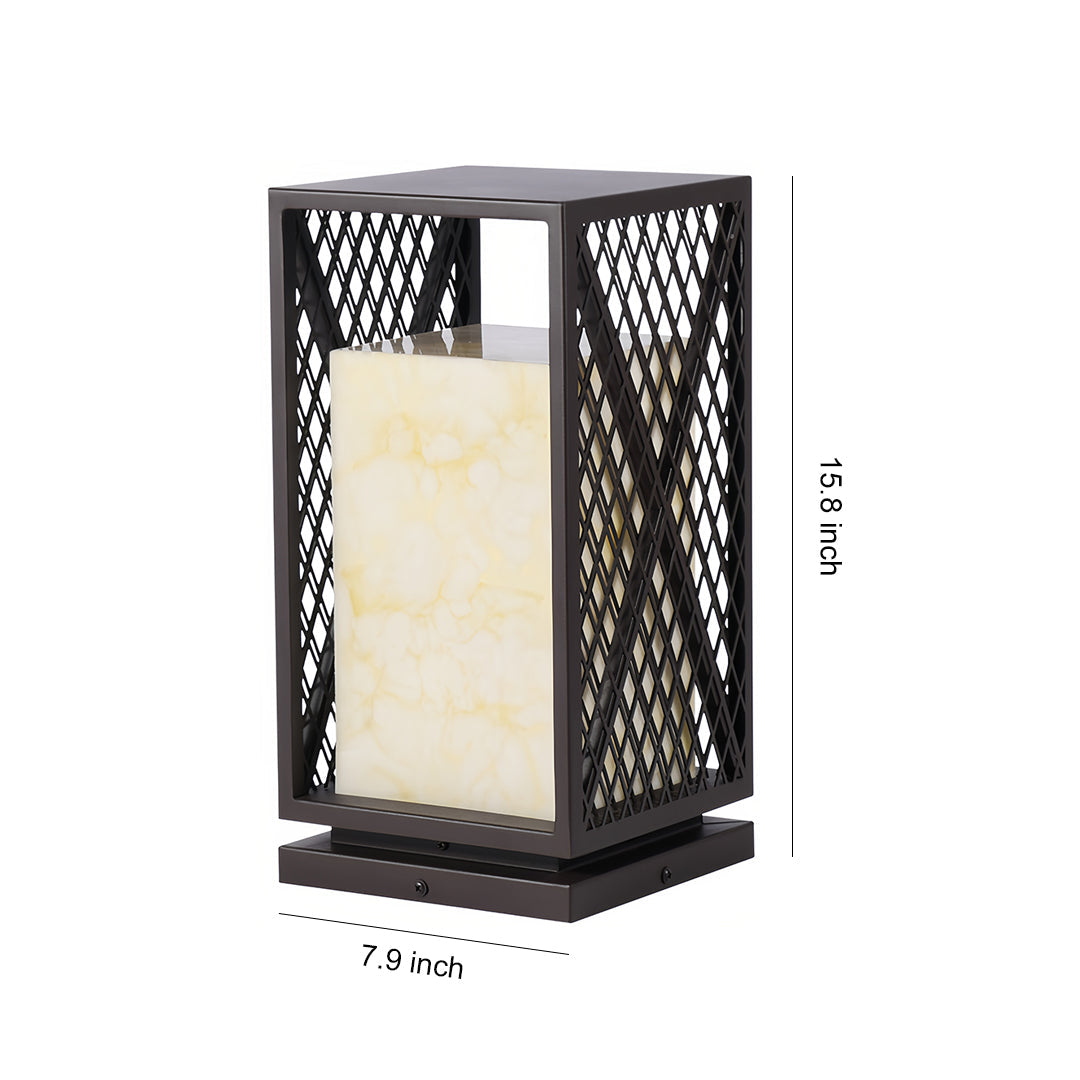 Black Outdoor Floor Lantern Square Metal Waterproof Creative Light