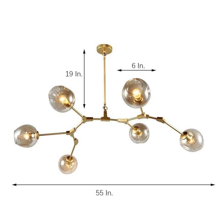 Nordic Contemporary Molecule Chandelier for Living Room Blown Glass Chandeliers 6 Bulbs