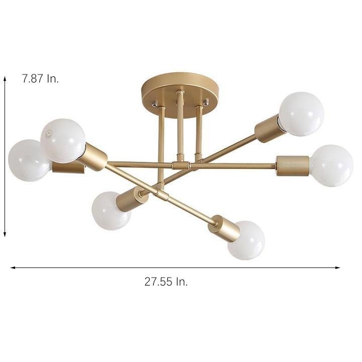 6-Lights Globe LED Sputnik Chandelier Modern Iron Ceiling Light