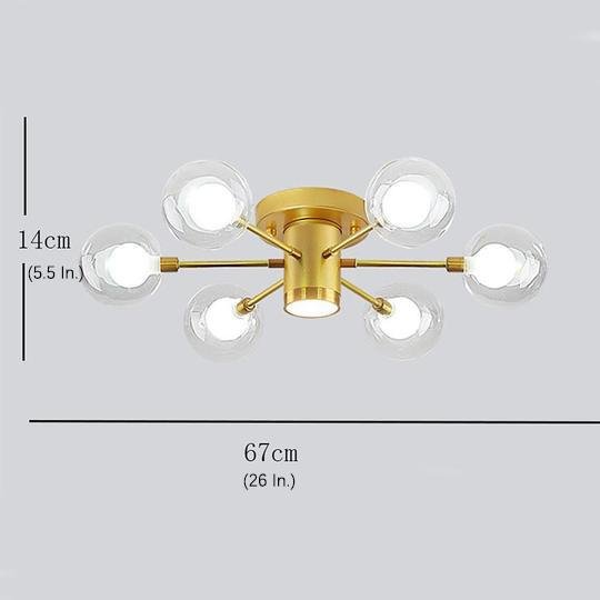 Globe Large Semi Flush Mount Lighting Metal Glass Ceiling Lights