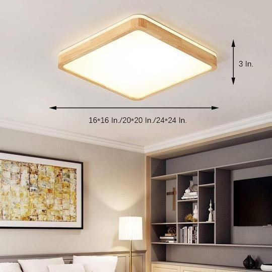 Circular Kitchen Flush Mount Lighting Wood Acrylic LED Ceiling Lights