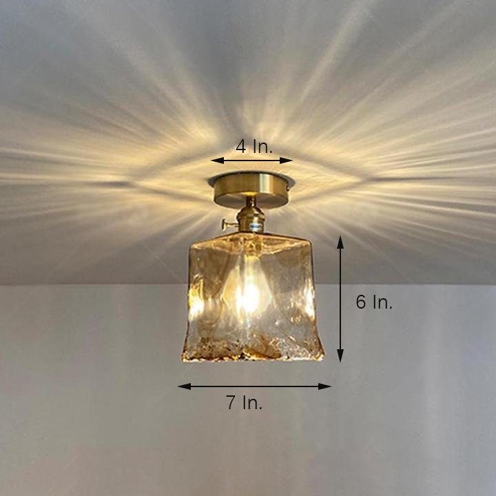 Creative Glass Lantern LED Electroplated Nordic Semi-Flush Mount Ceiling Lighting