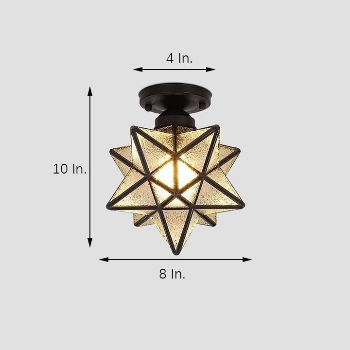 Geometric Multi Pointed Star Ceiling Light Metal Glass Semi-Flush Mount Lighting