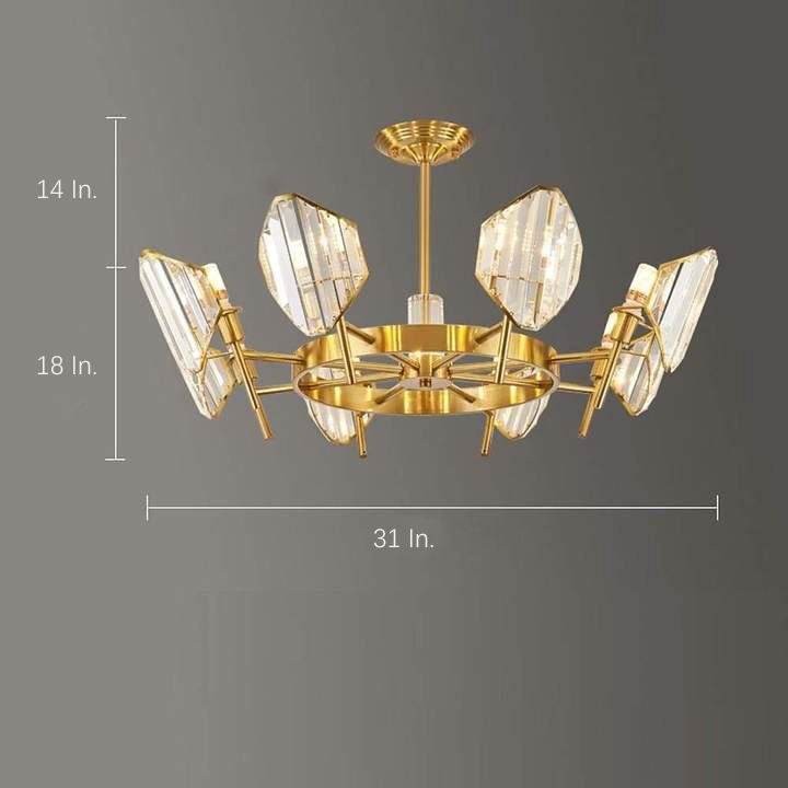 Brass Ring Frame Crystal Chandelier - Gold Metal, Crystal Accents Ceiling Lighting