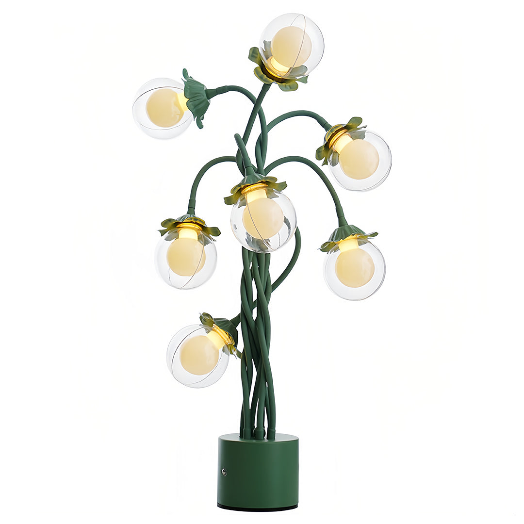 Retro Green Table Lamp French Floral Artistic Globe Decorative Light