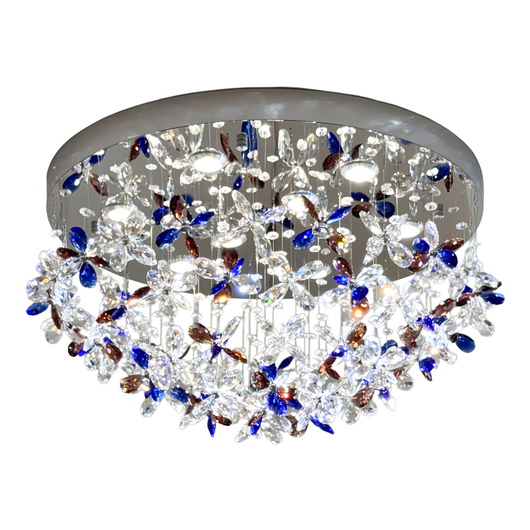 Crystal Flush Mount Lights French Round LED Romantic Ceiling Light