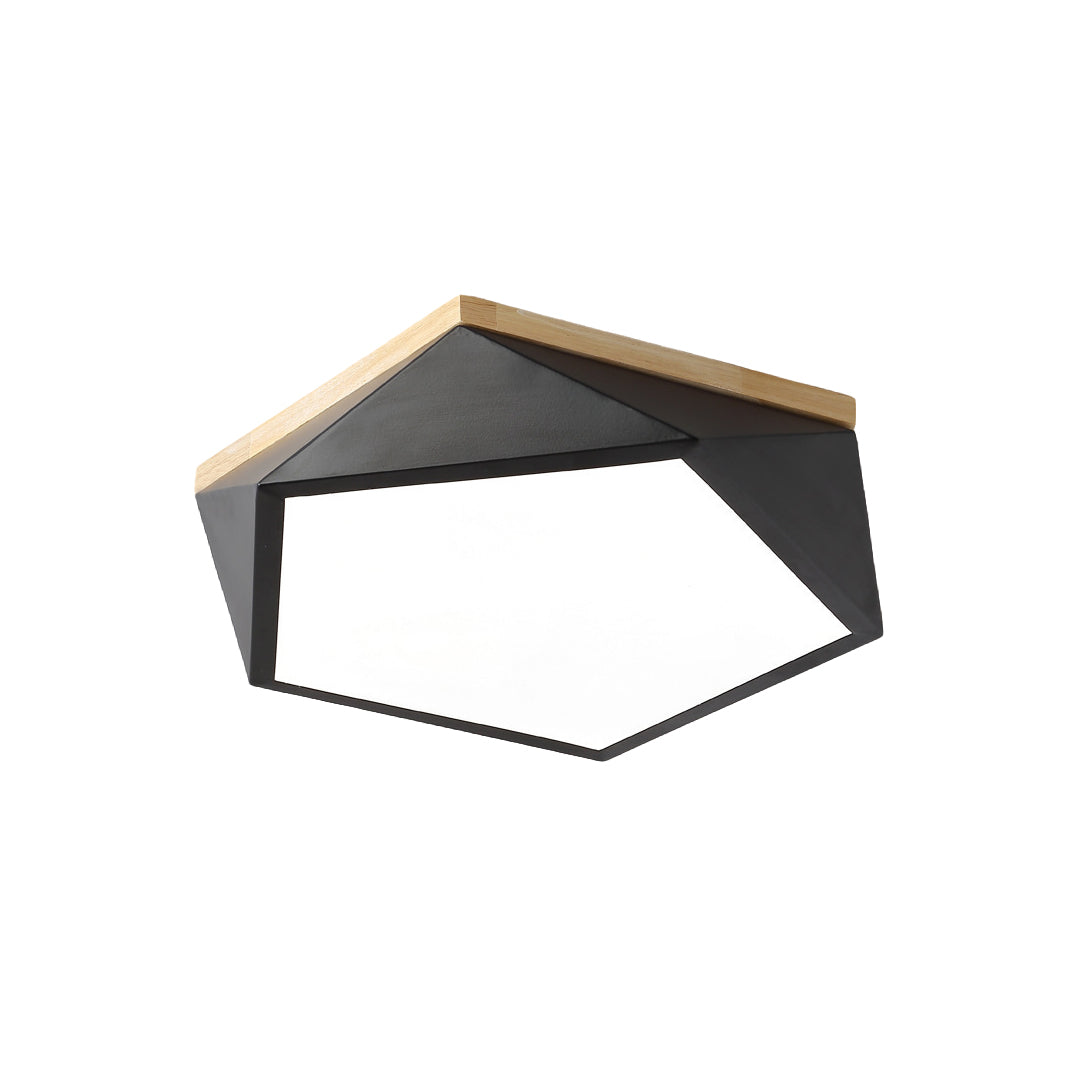 Colorful Flush Mount Ceiling Light Nordic Geometric Wooden Ceiling Lamp
