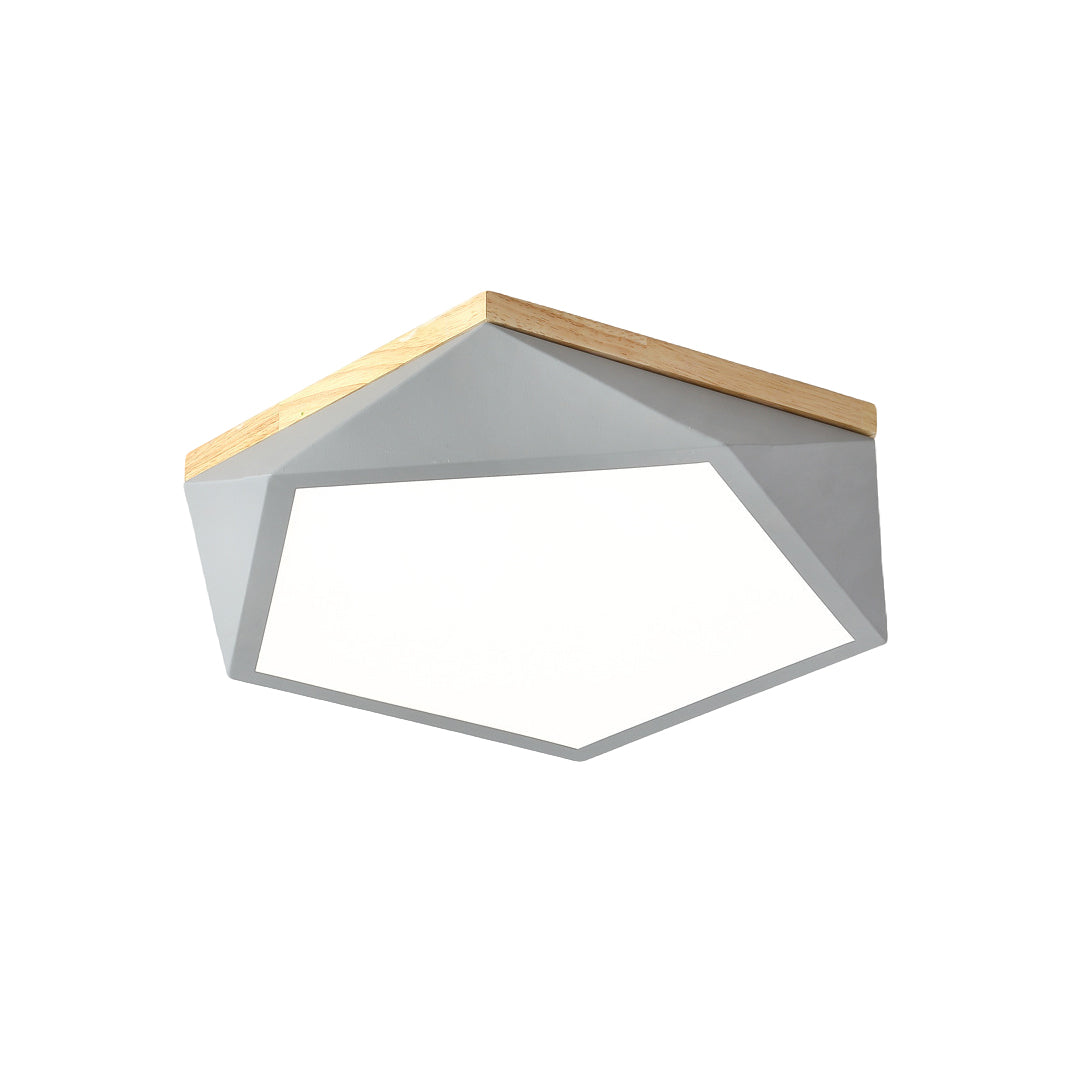 Colorful Flush Mount Ceiling Light Nordic Geometric Wooden Ceiling Lamp