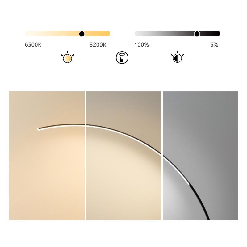 Black Aluminum LED Dimmable Arc Floor Lamps