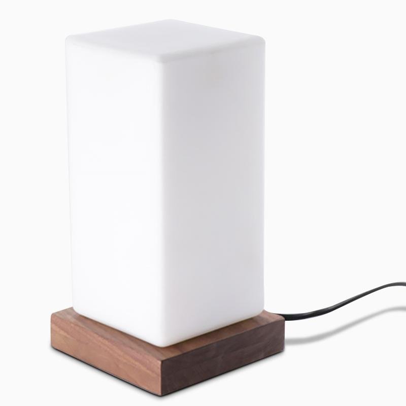 Square Table Light Wooden Cube Battery-Powered LED Lamp