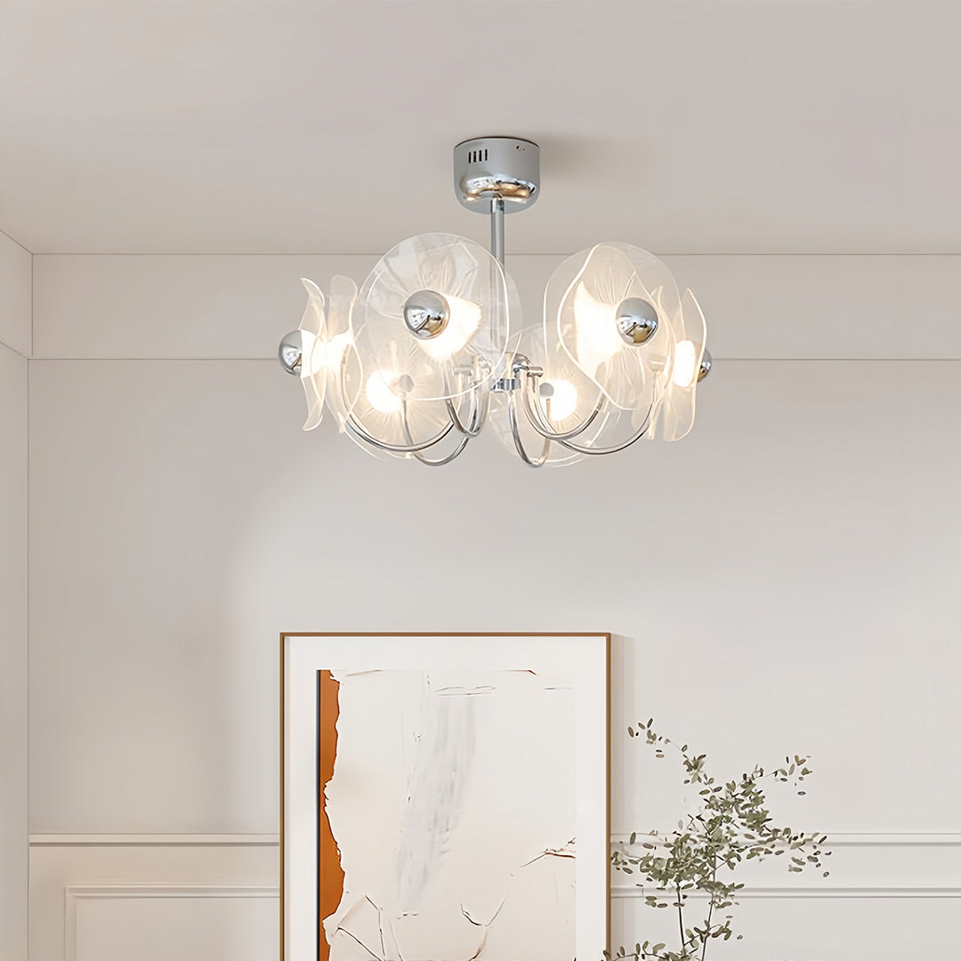 Acrylic LED Chandelier Multi-head with Chrome Accents Ceiling Light
